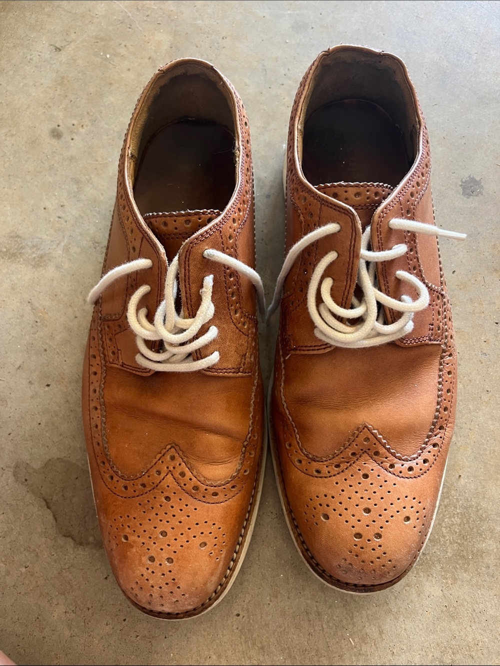Cole Haan Tan Leather Brogue Wingtip Oxfords